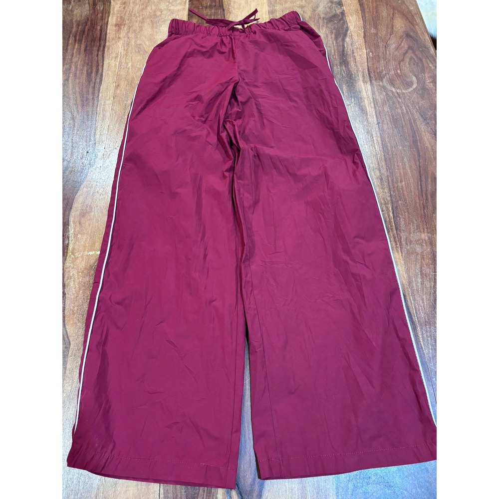 WILD FABLE track pants women XS maroon wide leg side double stripe high rise